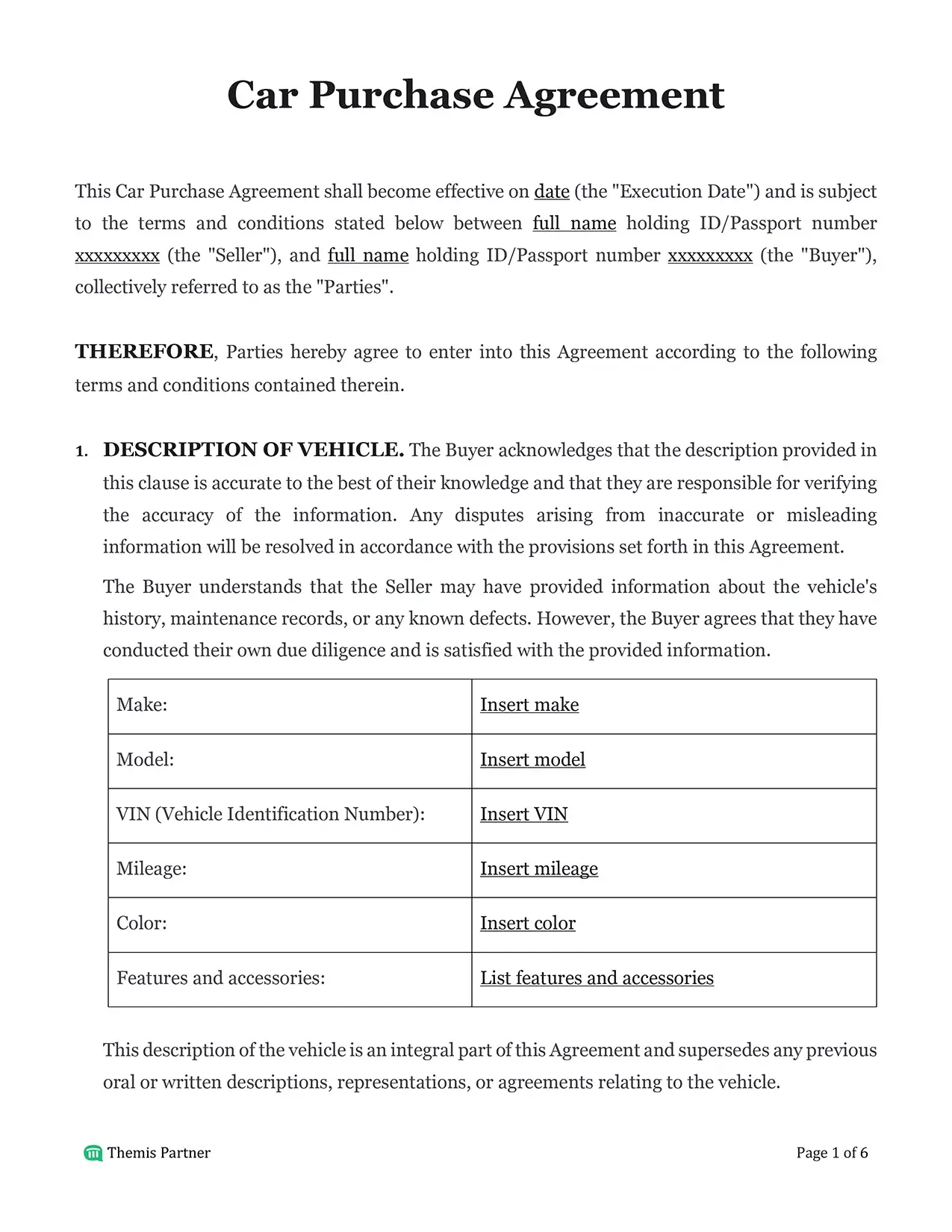 Car purchase agreement Malaysia 1