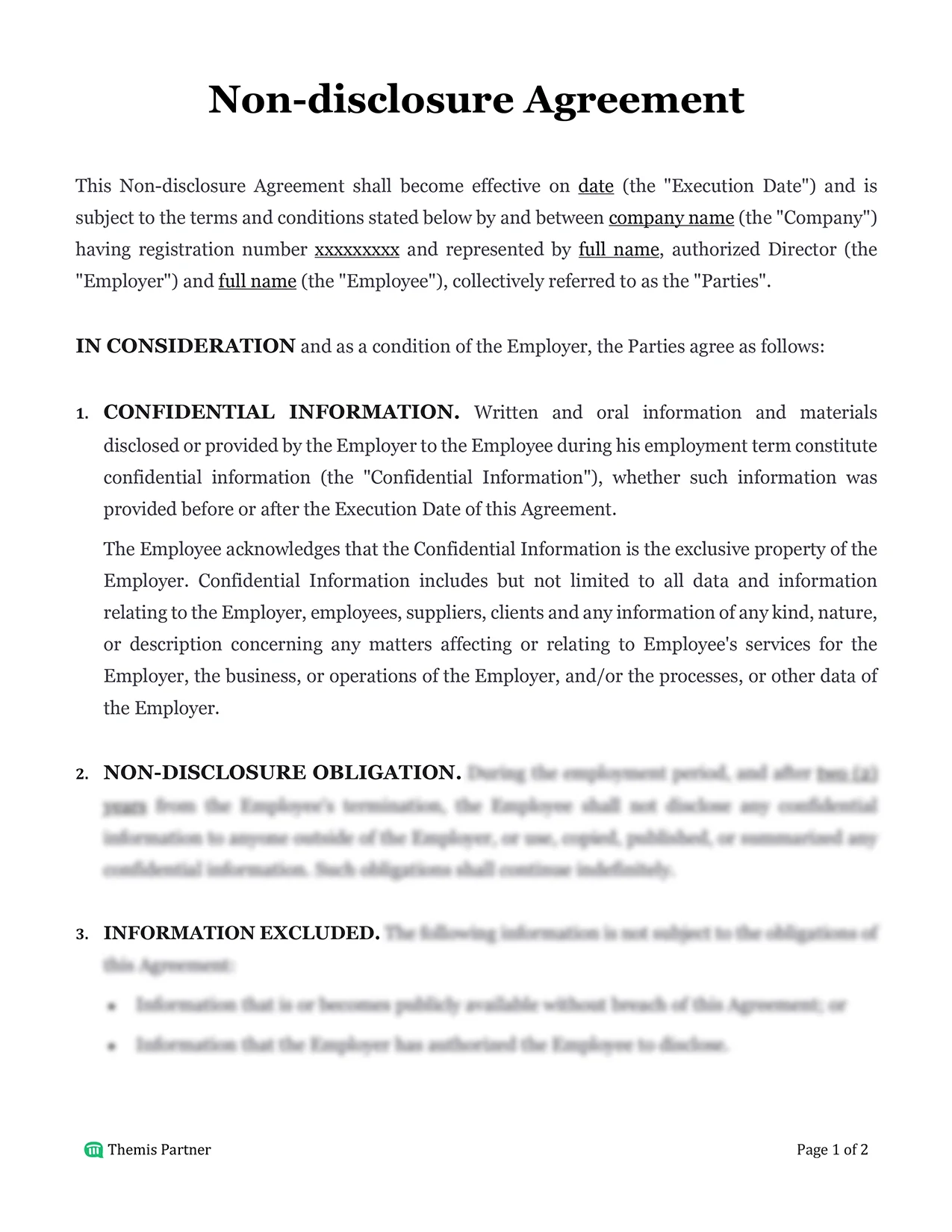 Employee confidentiality agreement Malaysia 1