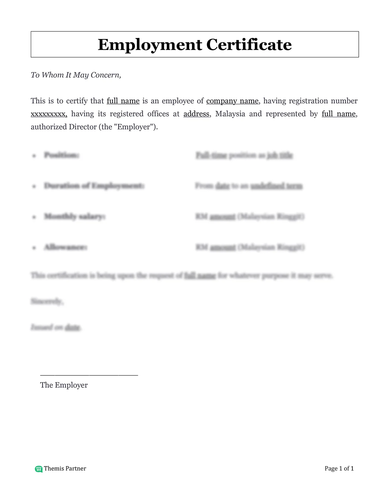 Employment certificate Malaysia 1