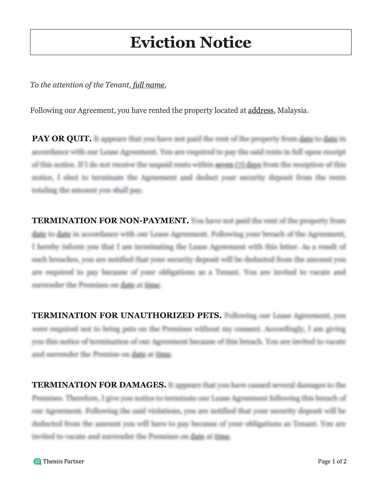 Eviction notice Malaysia 1