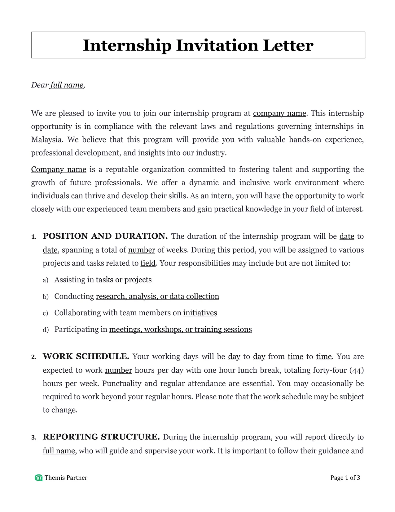 Internship invitation letter Malaysia 1