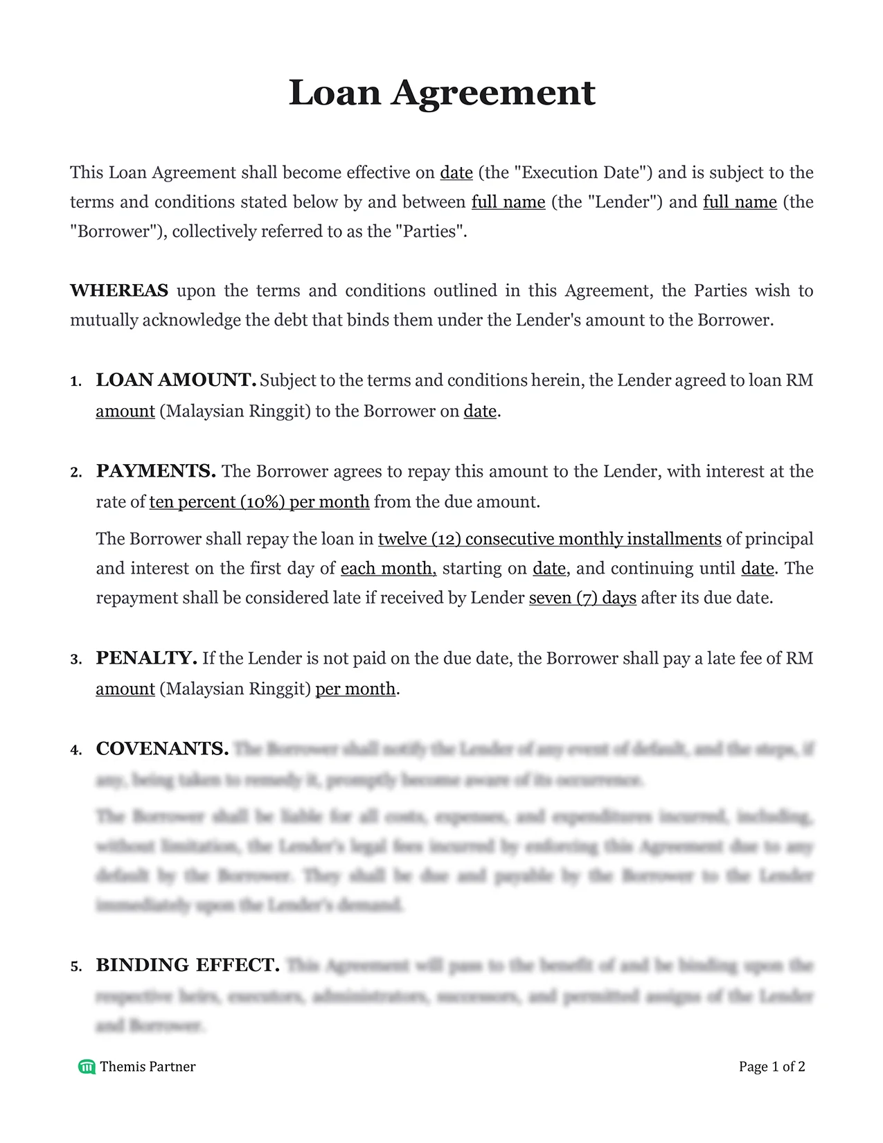 Loan agreement Malaysia 1