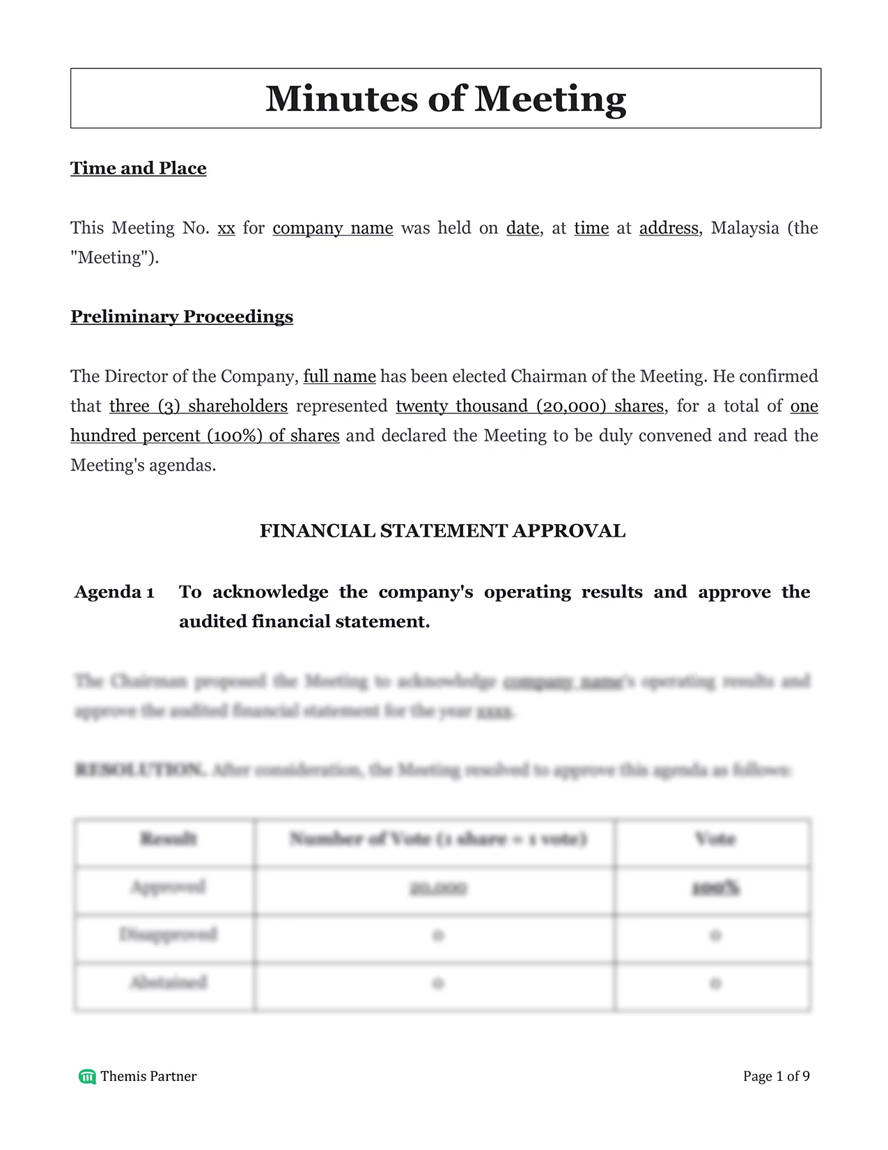 Minutes of meeting Malaysia 1