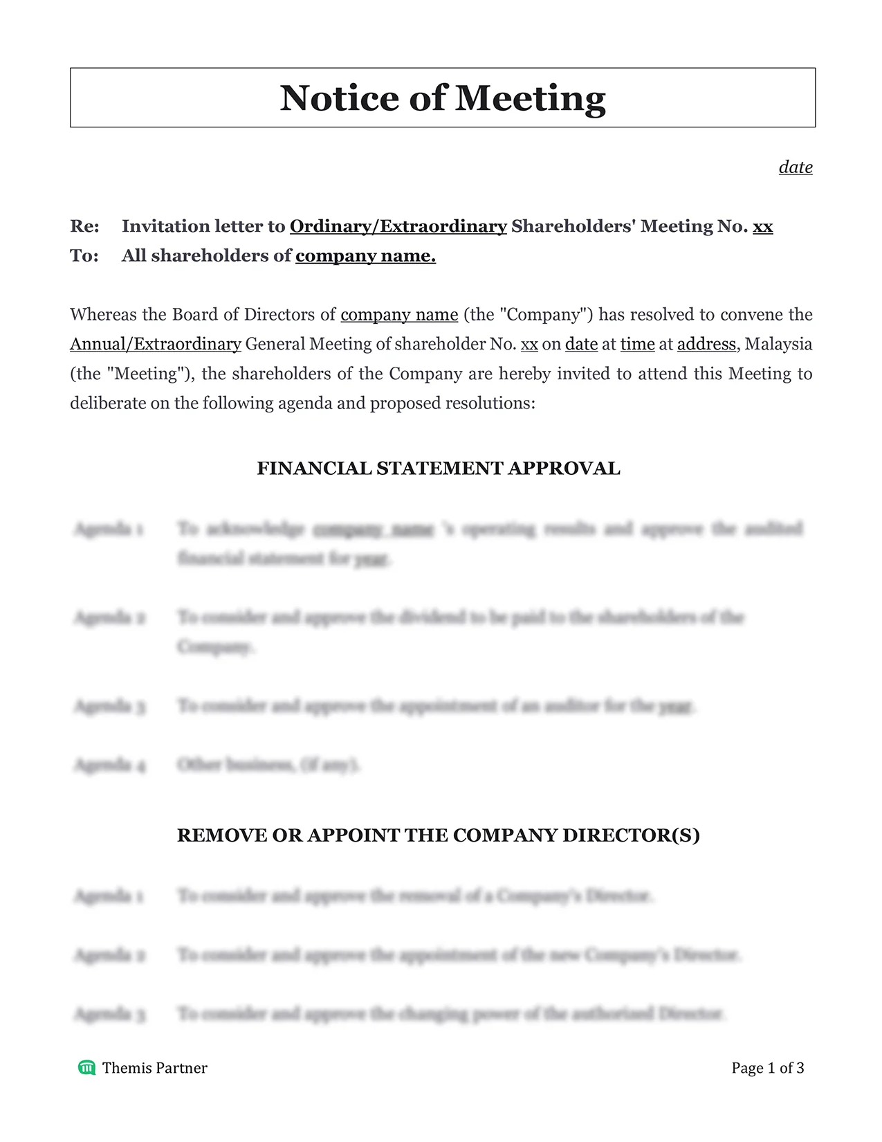 Notice of meeting Malaysia 1