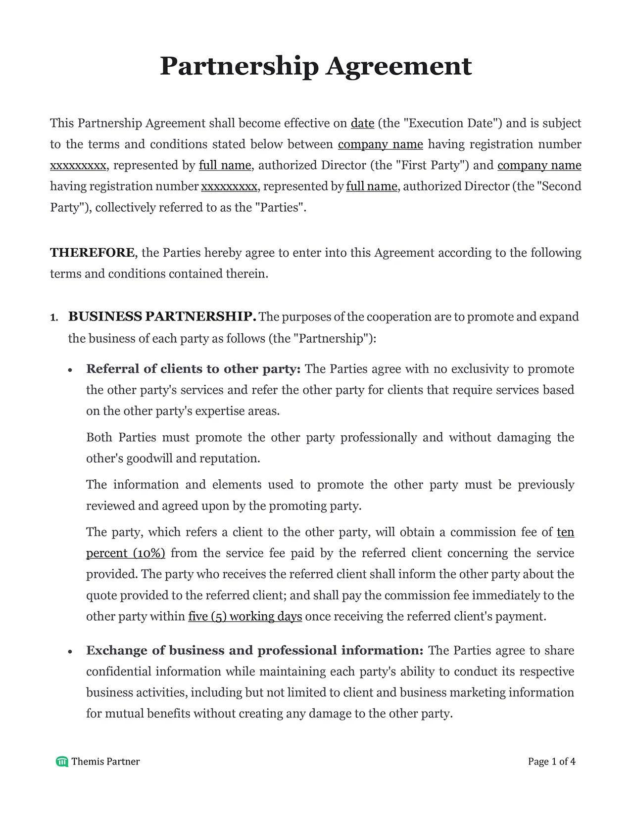 Partnership agreement Malaysia 1