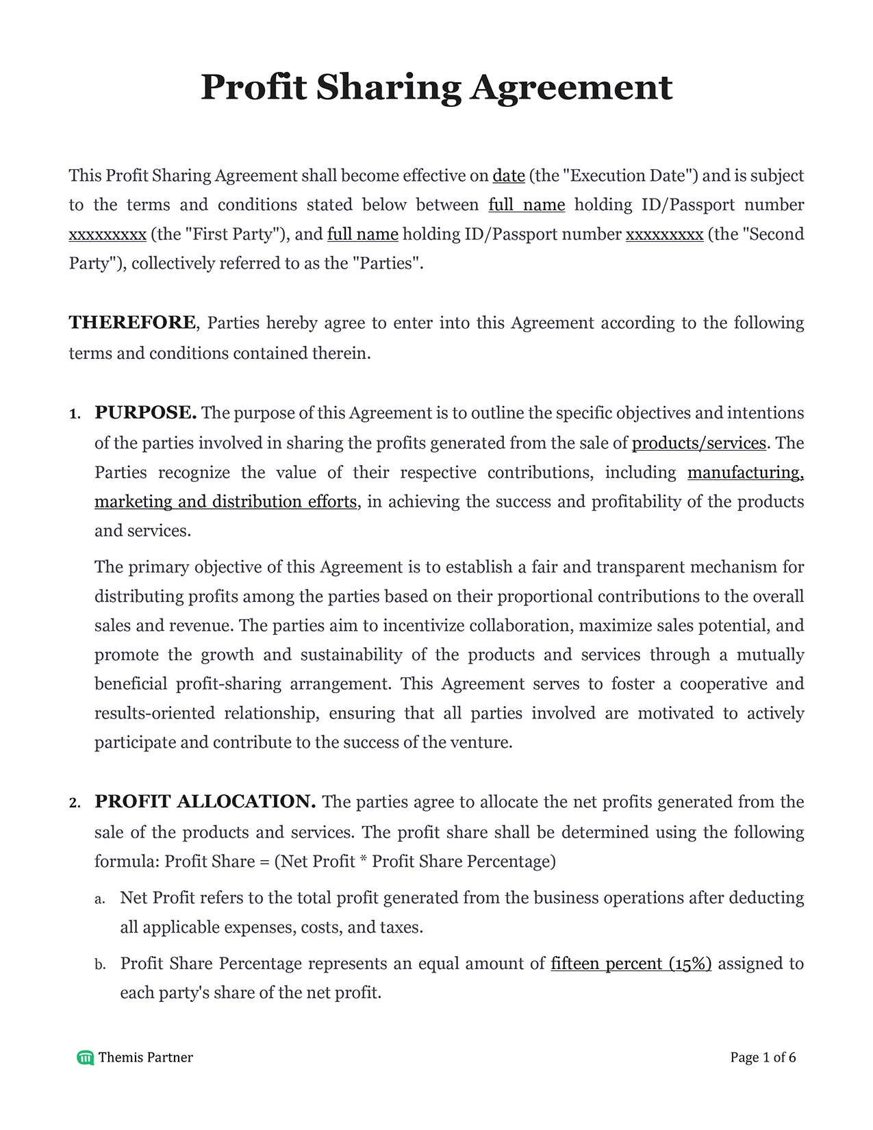 Profit sharing agreement Malaysia 1