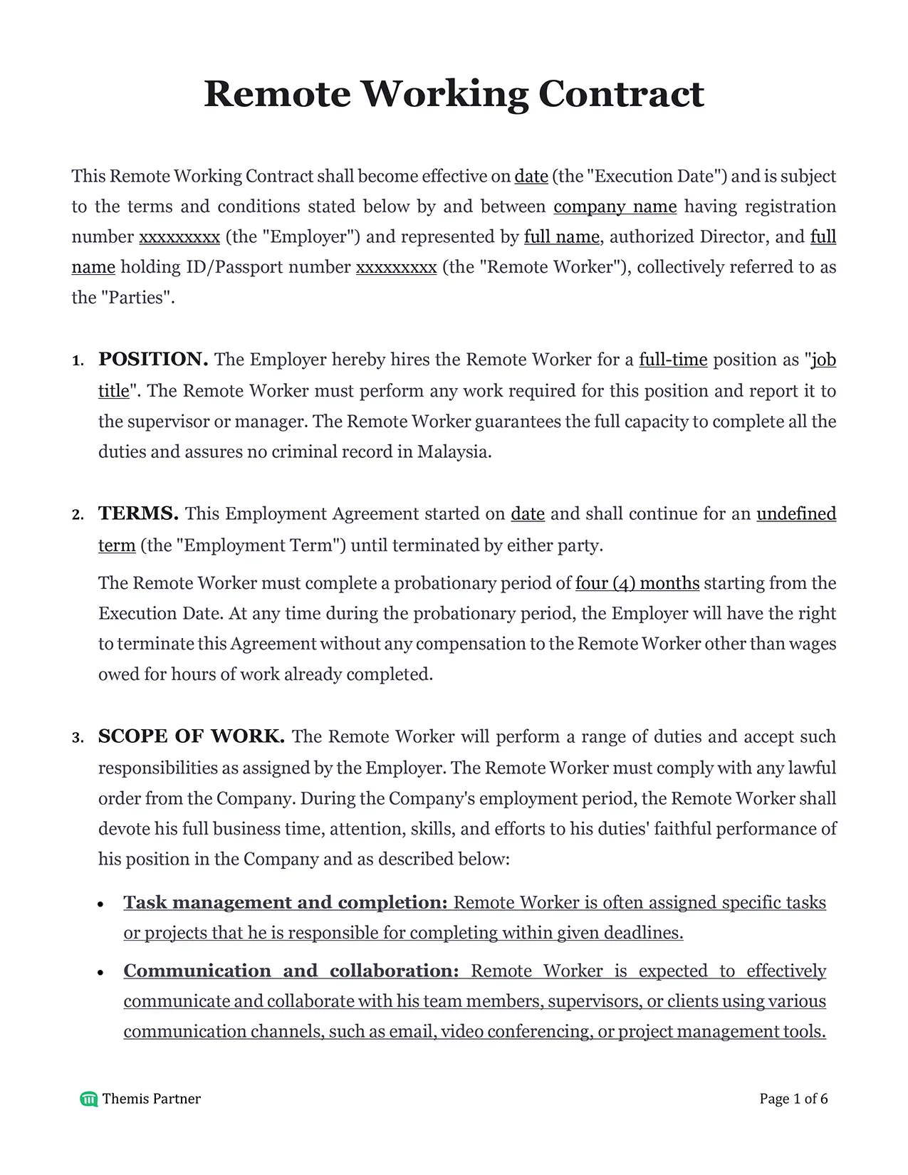Remote working contract Malaysia 1