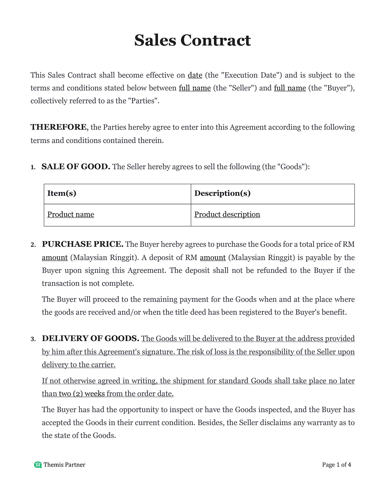 Sales contract Malaysia 1