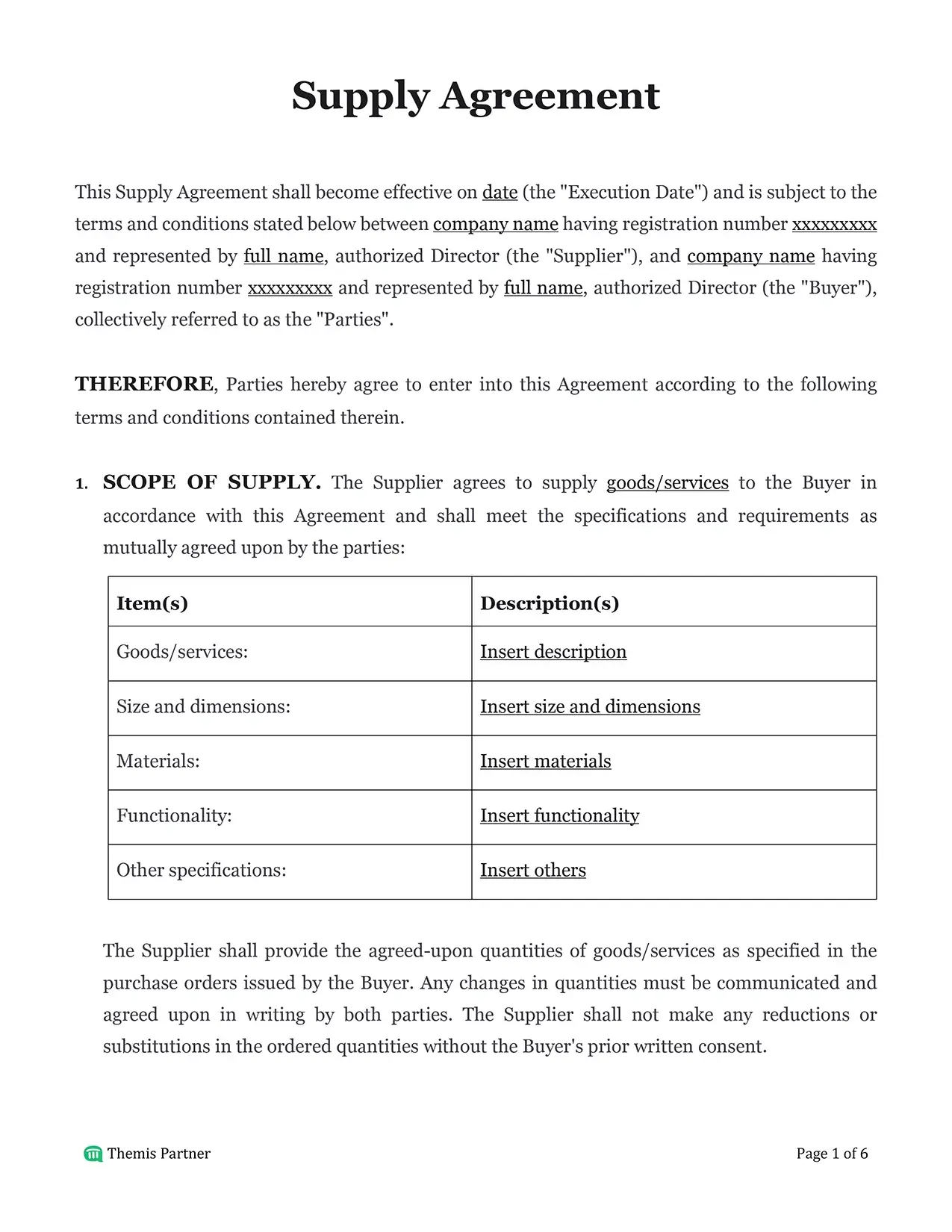 Supply agreement Malaysia 1